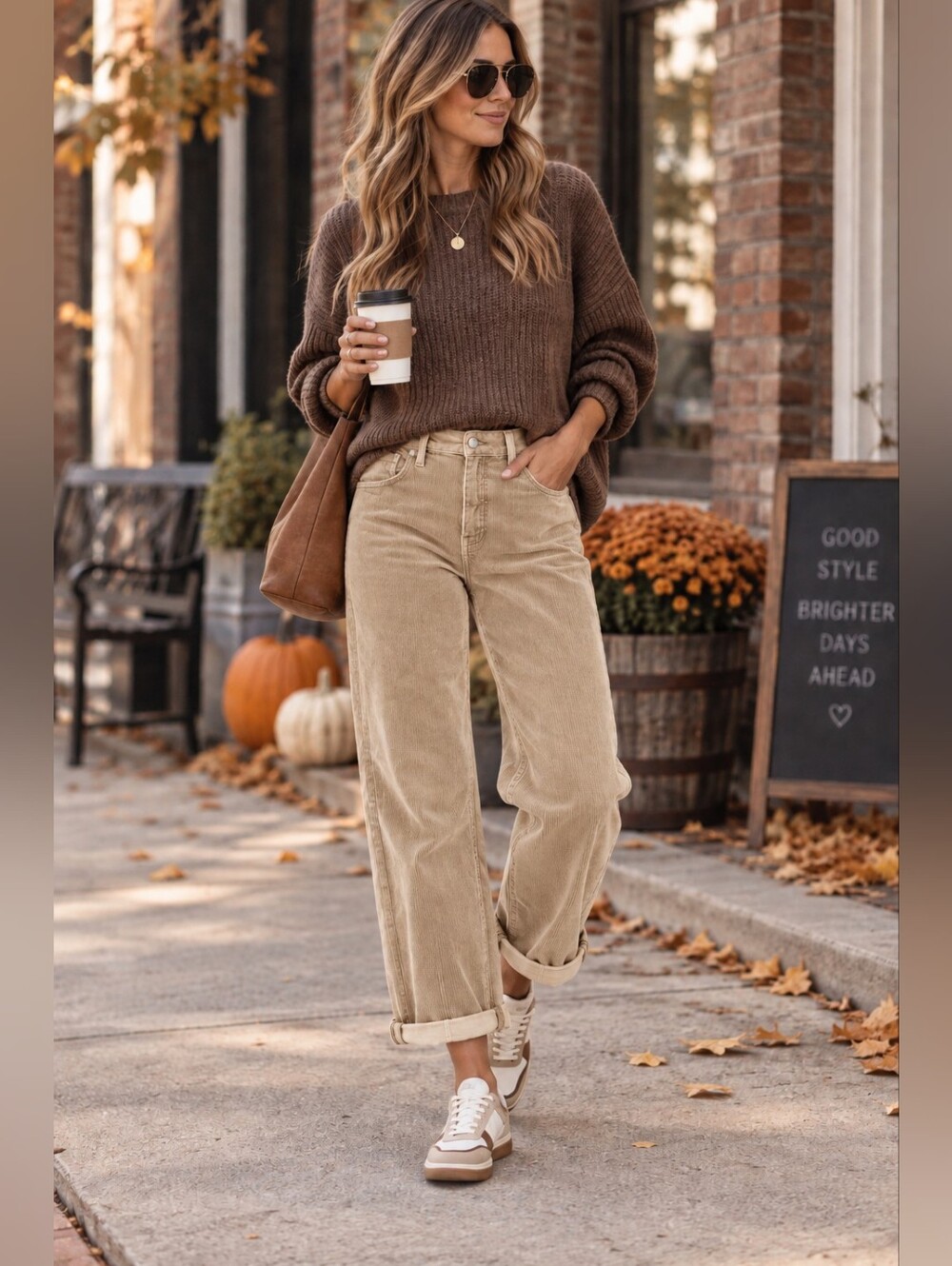 High-Rise Cropped Corduroy Jeans in Light Tan